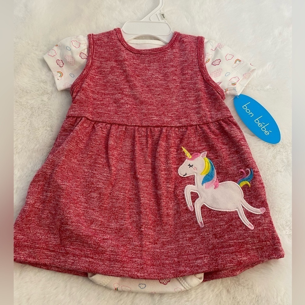 Baby girl two piece dress set pink size 3-5 months